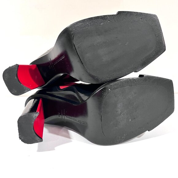 Alexander McQueen Glossy Two Toned Red Black Chelsea Ankle Boots SZ 38 - Picture 8 of 11